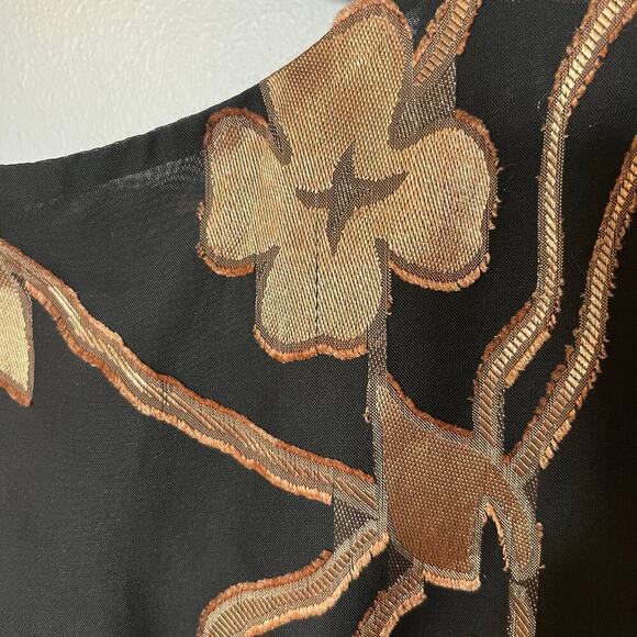 Tommy Hilfiger black and gold floral chiffon trapeze dress size 10 - Picture 13 of 14